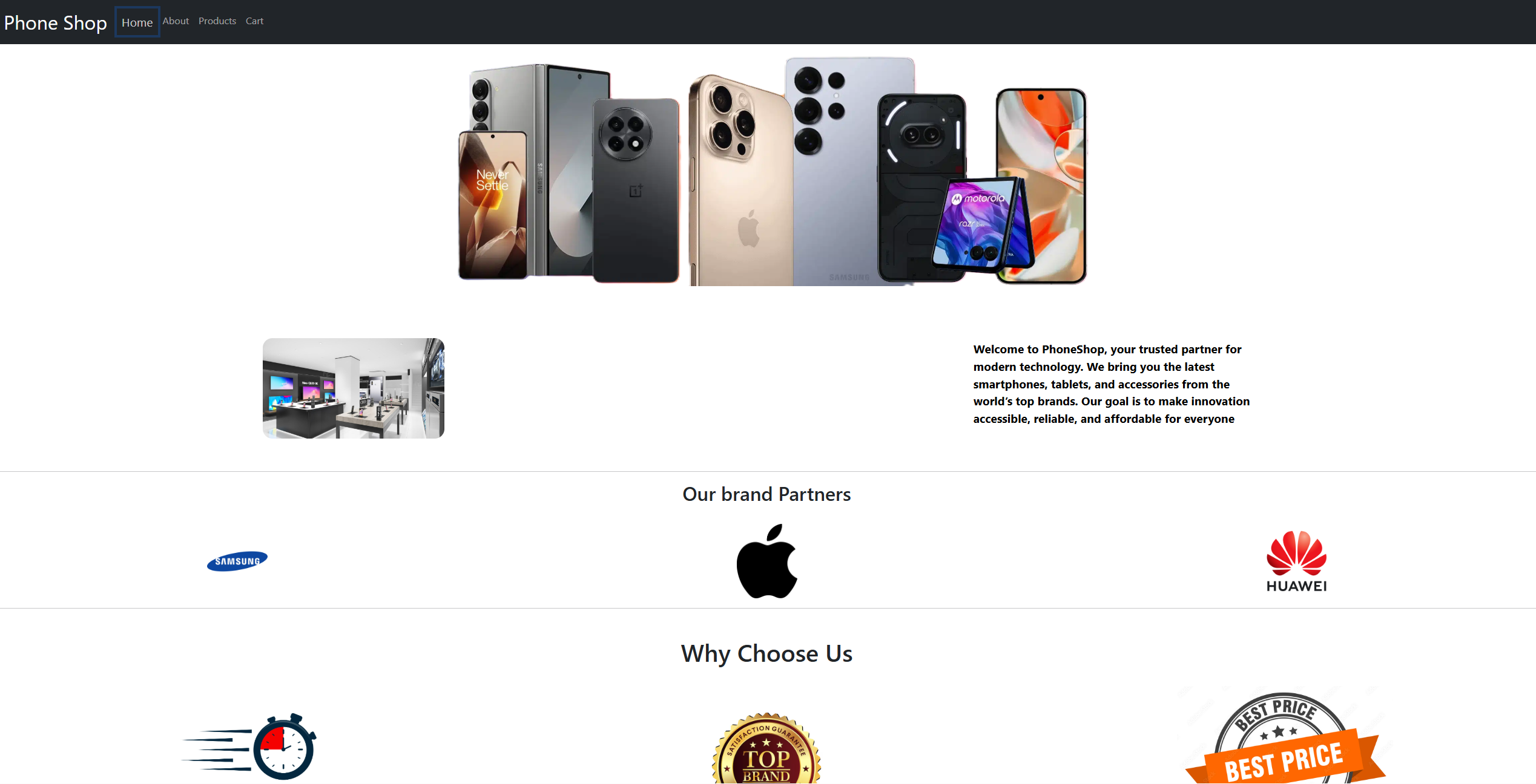 Angular phone shop frontend preview
