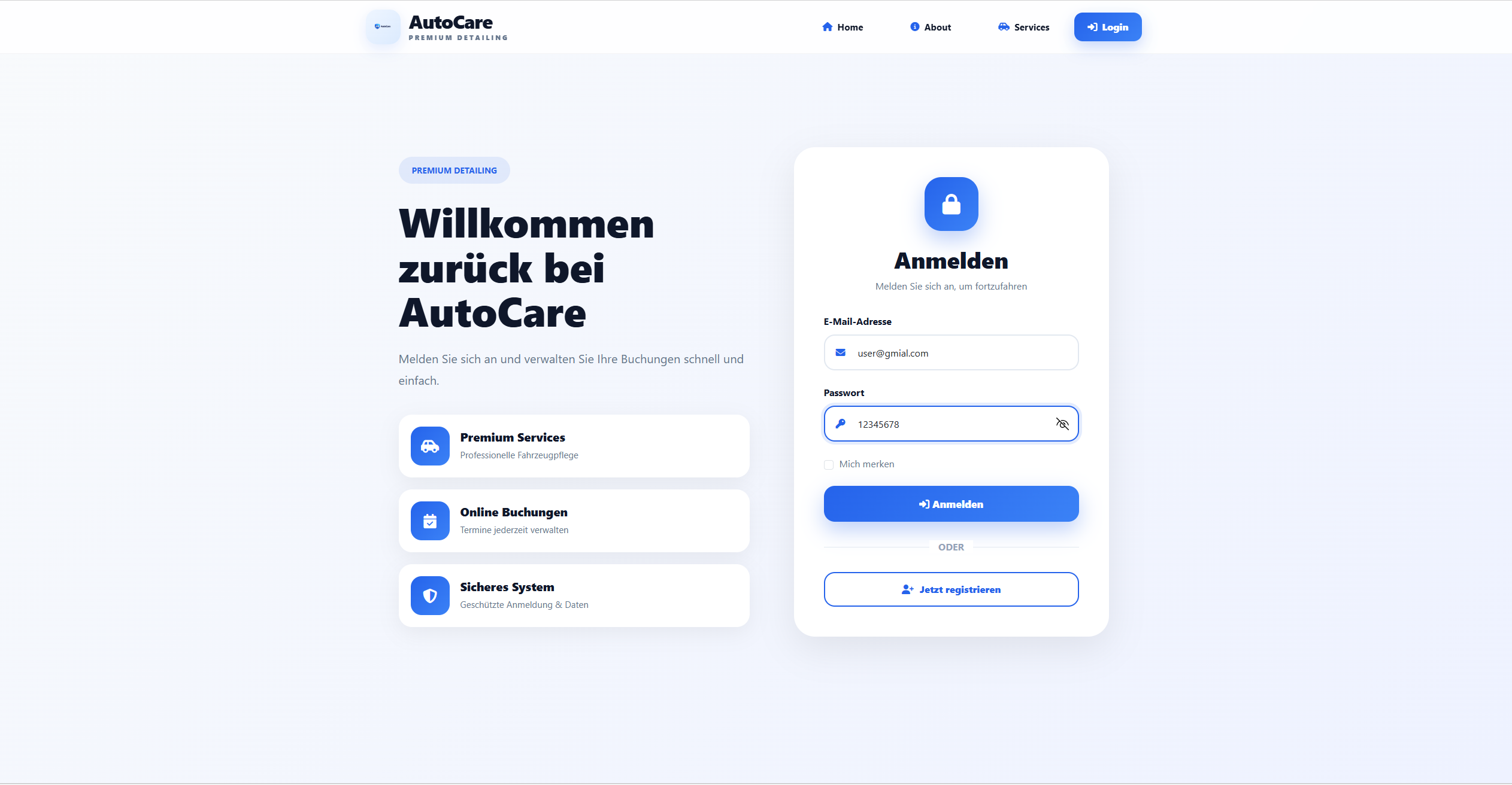 AutoCare Booking System Preview