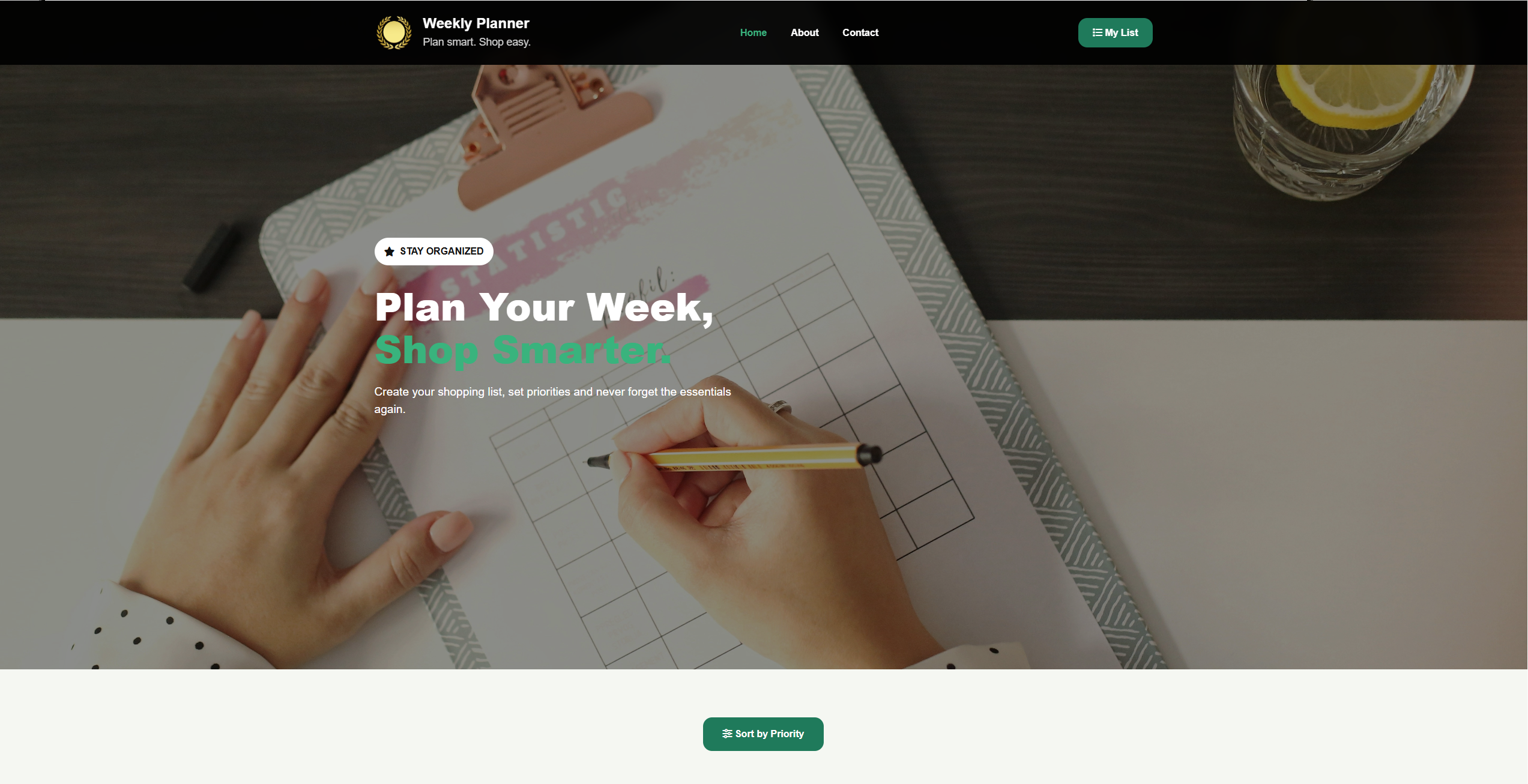 Weekly planner app preview